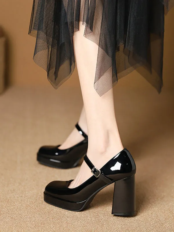 Shallow Cut Square-Toe Pumps Mary Janes