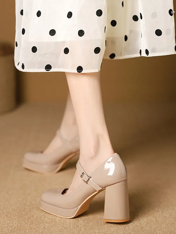 Shallow Cut Square-Toe Pumps Mary Janes