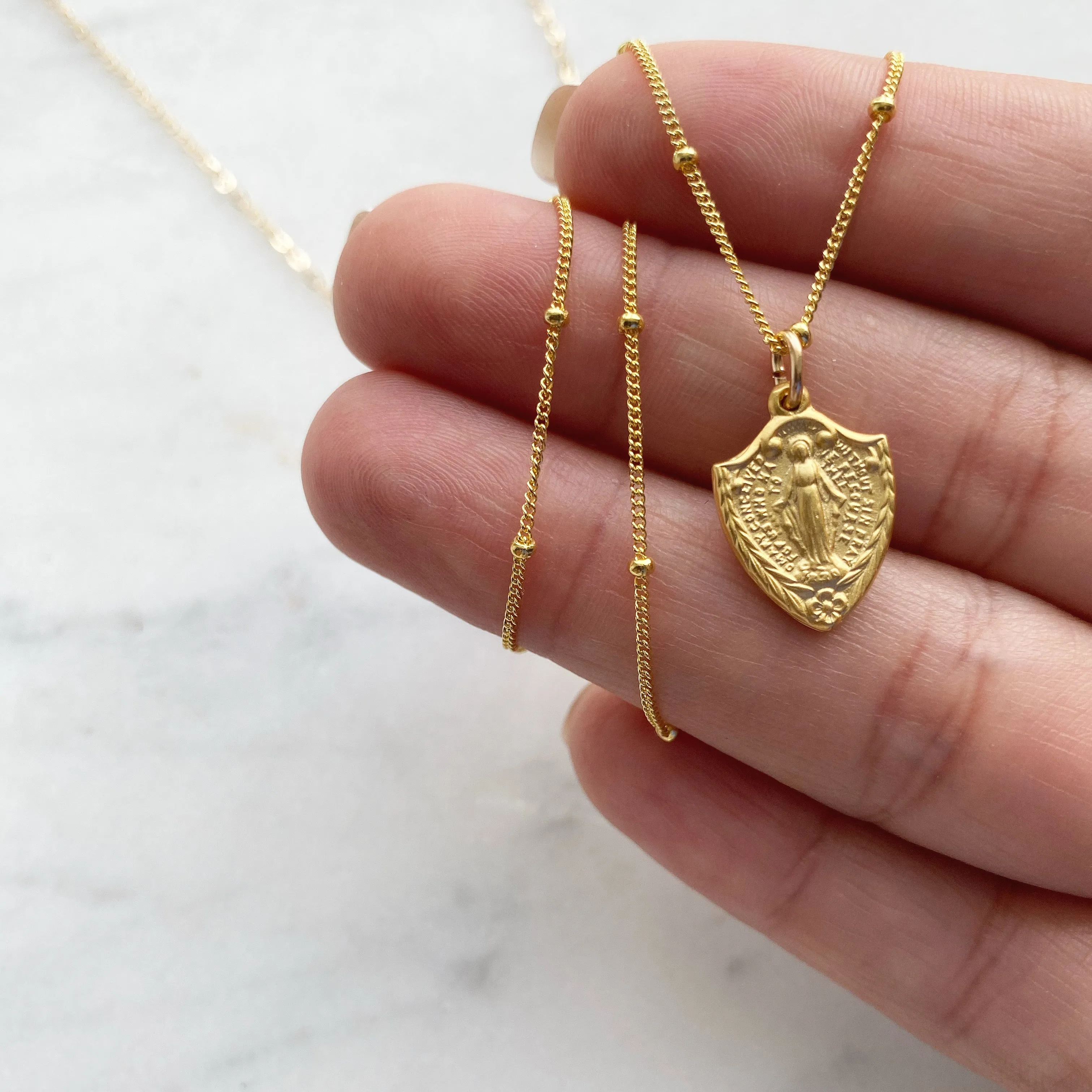 Shield Miraculous Medal Necklace