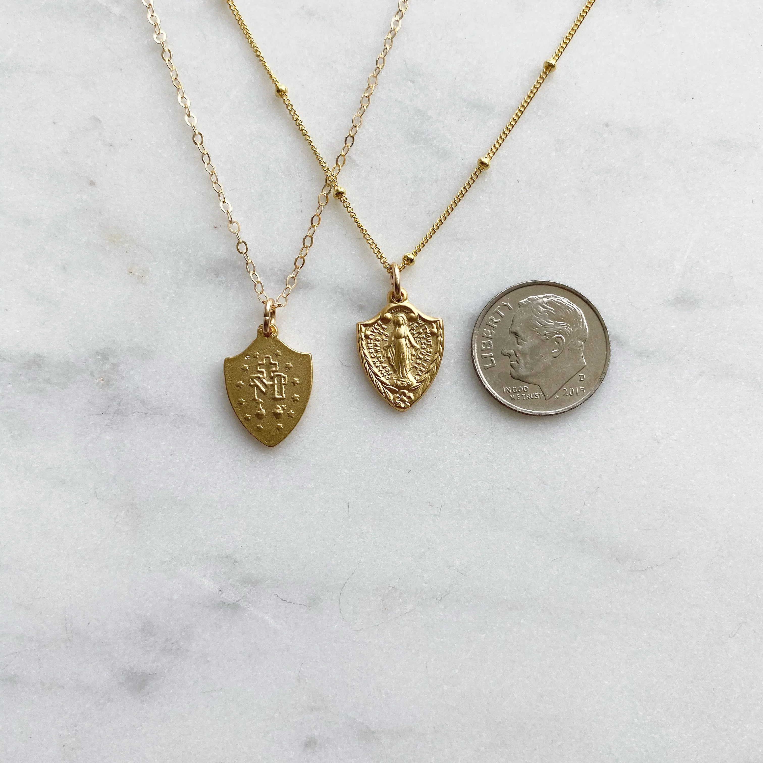 Shield Miraculous Medal Necklace