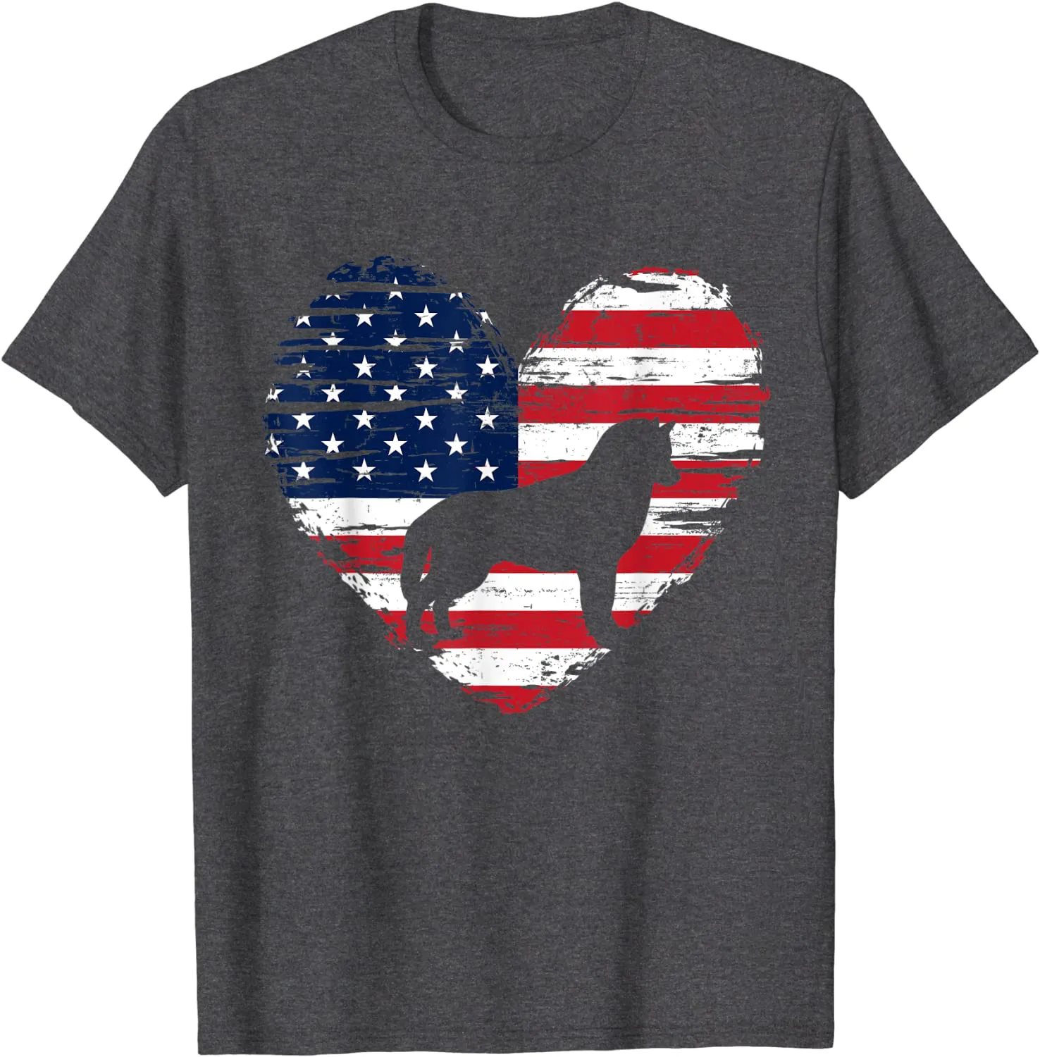 Siberian Husky Dog American Flag Heart 4th of July USA Men T-Shirt