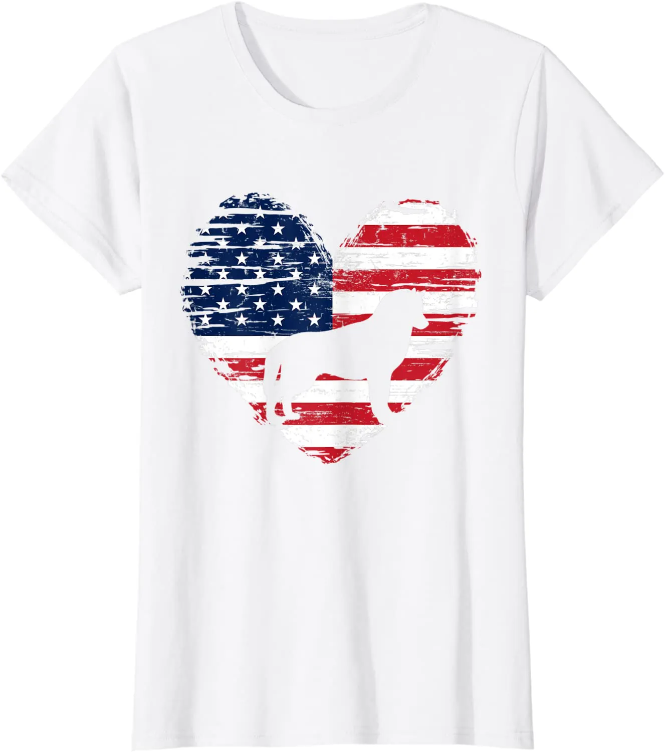 Siberian Husky Dog American Flag Heart 4th of July USA Men T-Shirt