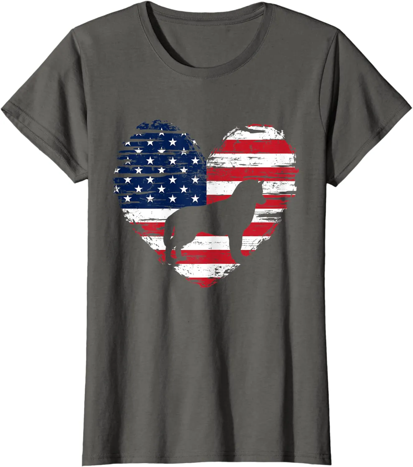 Siberian Husky Dog American Flag Heart 4th of July USA Men T-Shirt