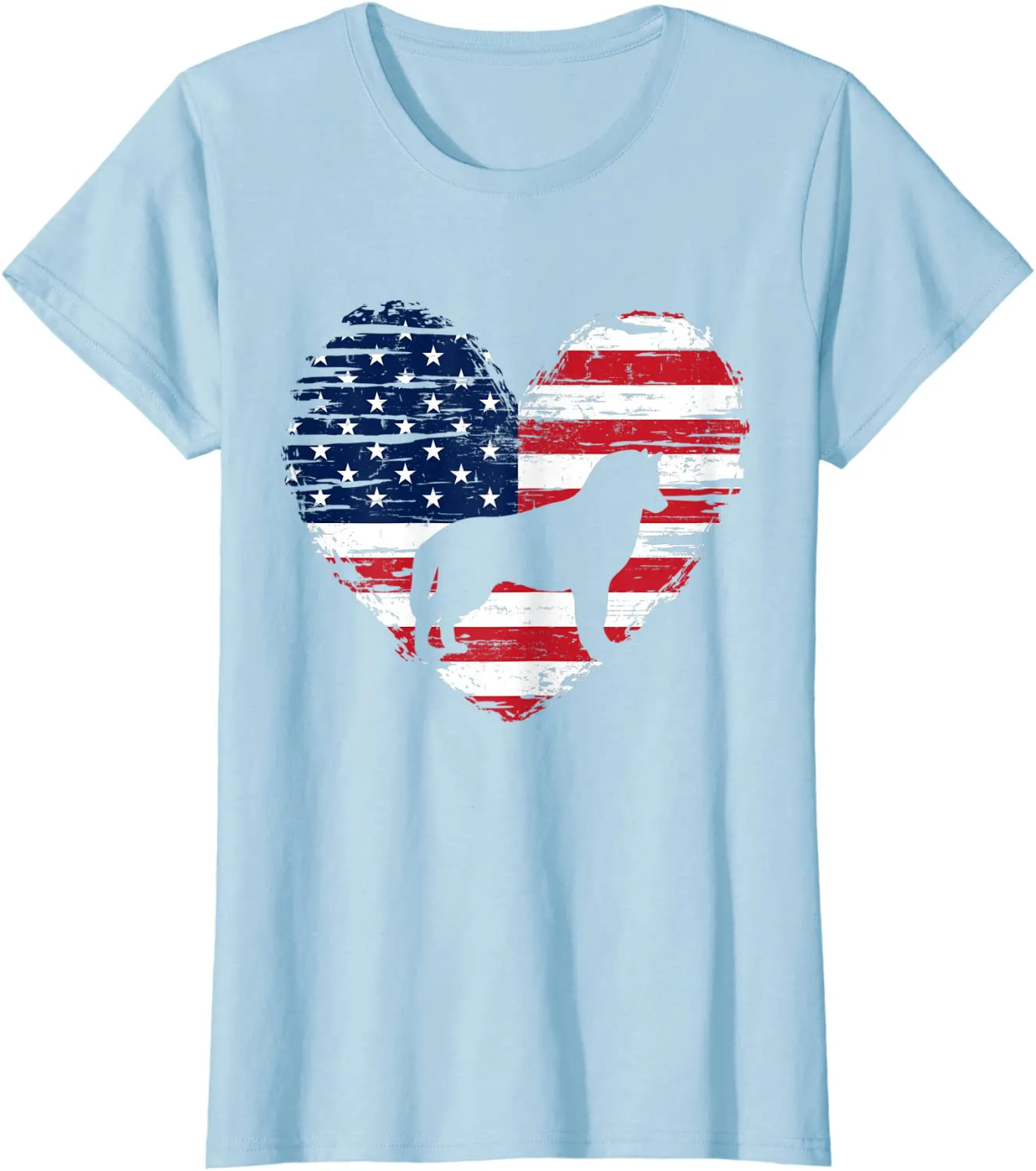 Siberian Husky Dog American Flag Heart 4th of July USA Men T-Shirt