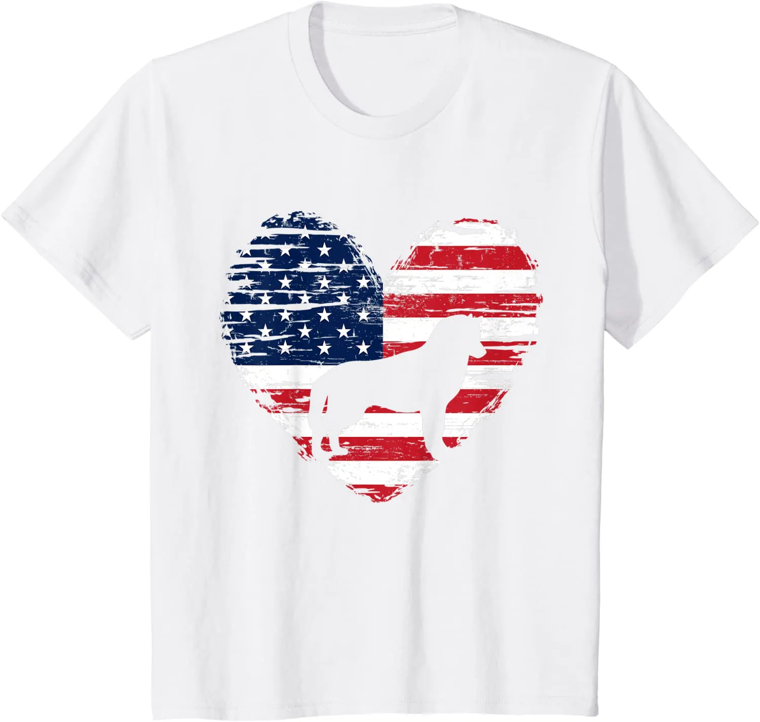 Siberian Husky Dog American Flag Heart 4th of July USA Men T-Shirt