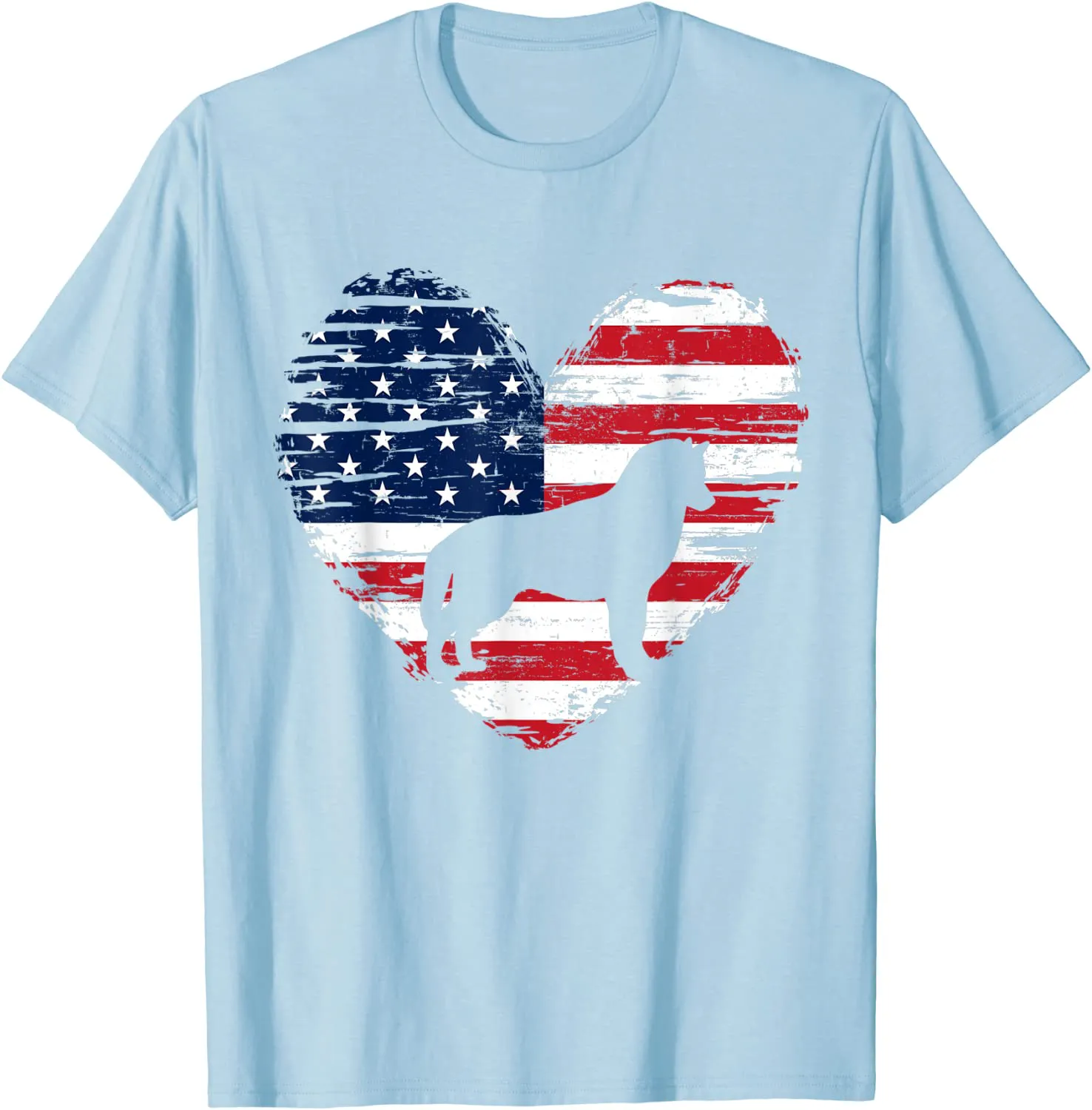 Siberian Husky Dog American Flag Heart 4th of July USA Men T-Shirt