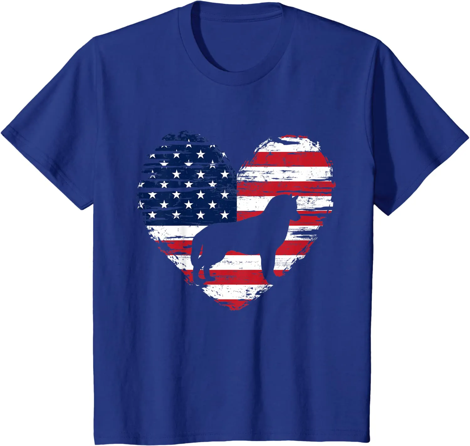 Siberian Husky Dog American Flag Heart 4th of July USA Men T-Shirt