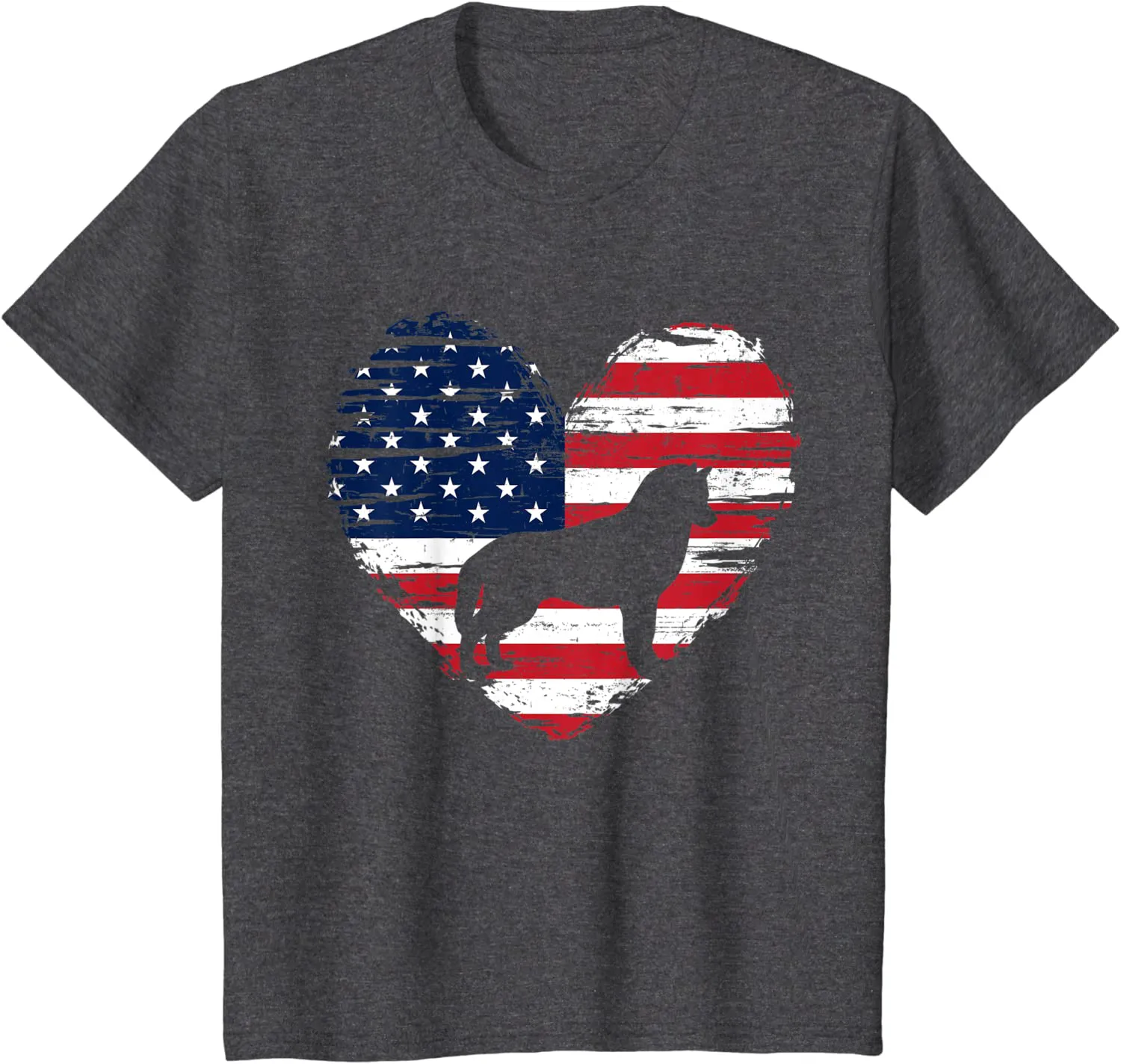 Siberian Husky Dog American Flag Heart 4th of July USA Men T-Shirt