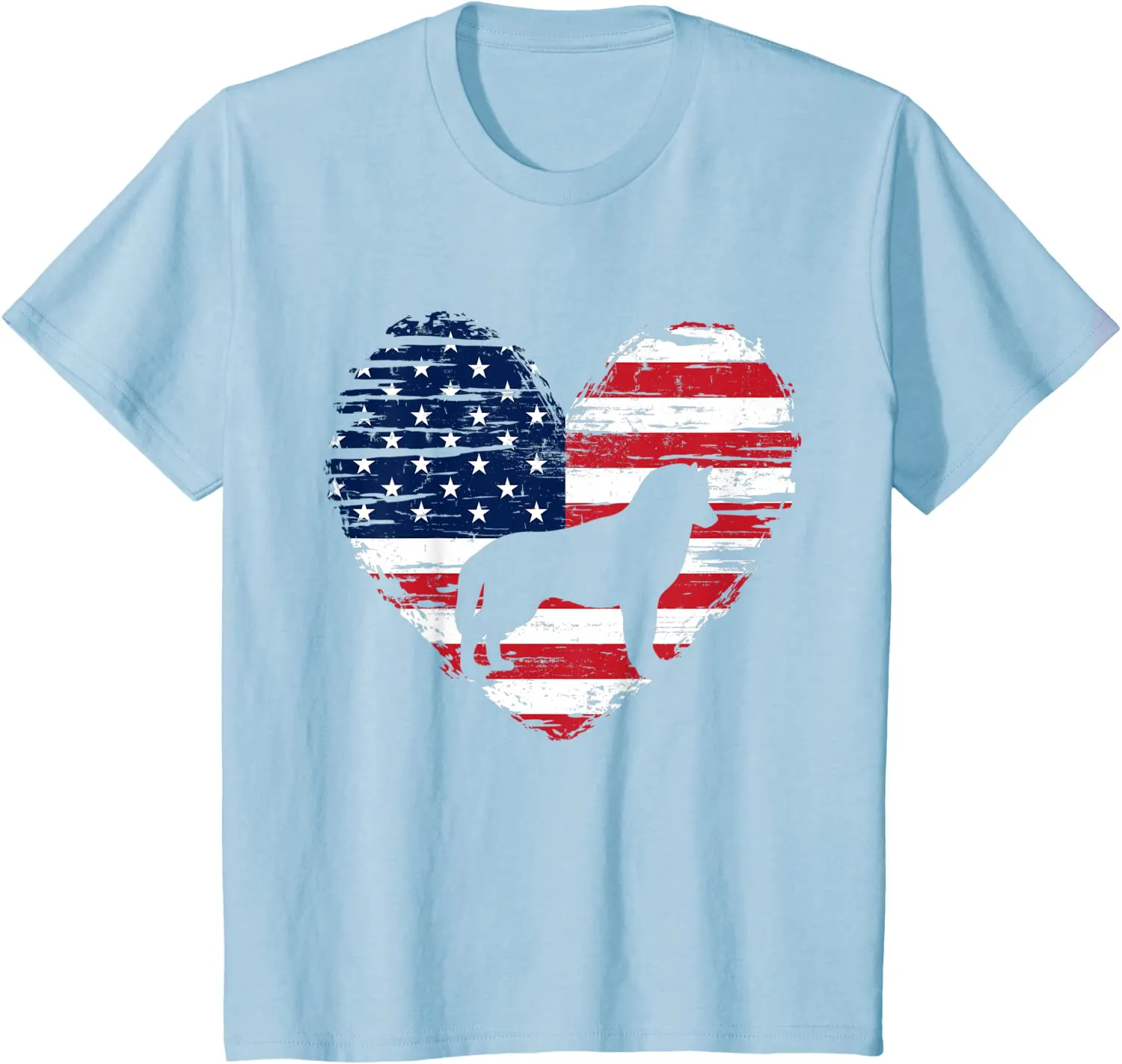 Siberian Husky Dog American Flag Heart 4th of July USA Men T-Shirt