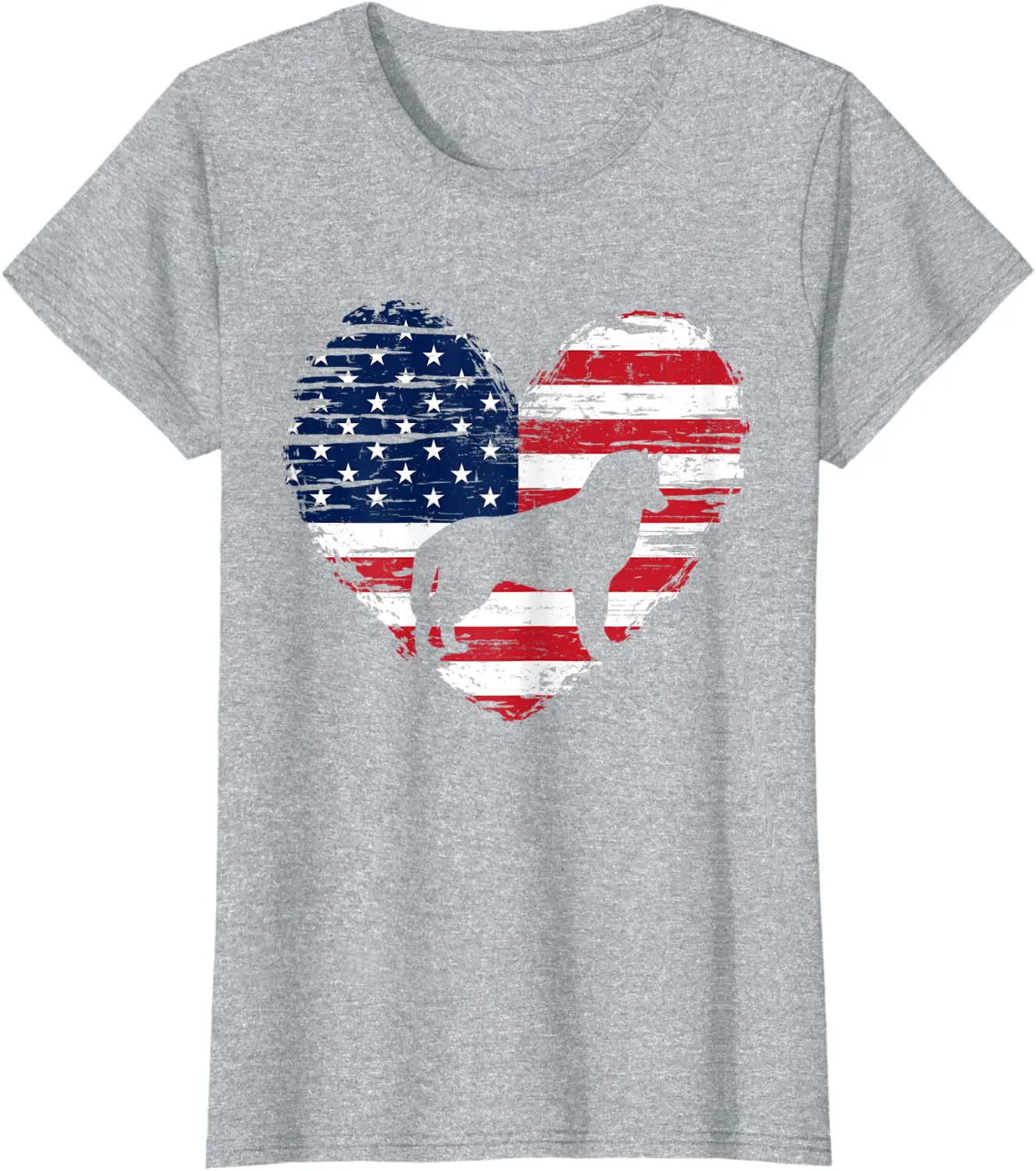 Siberian Husky Dog American Flag Heart 4th of July USA Men T-Shirt