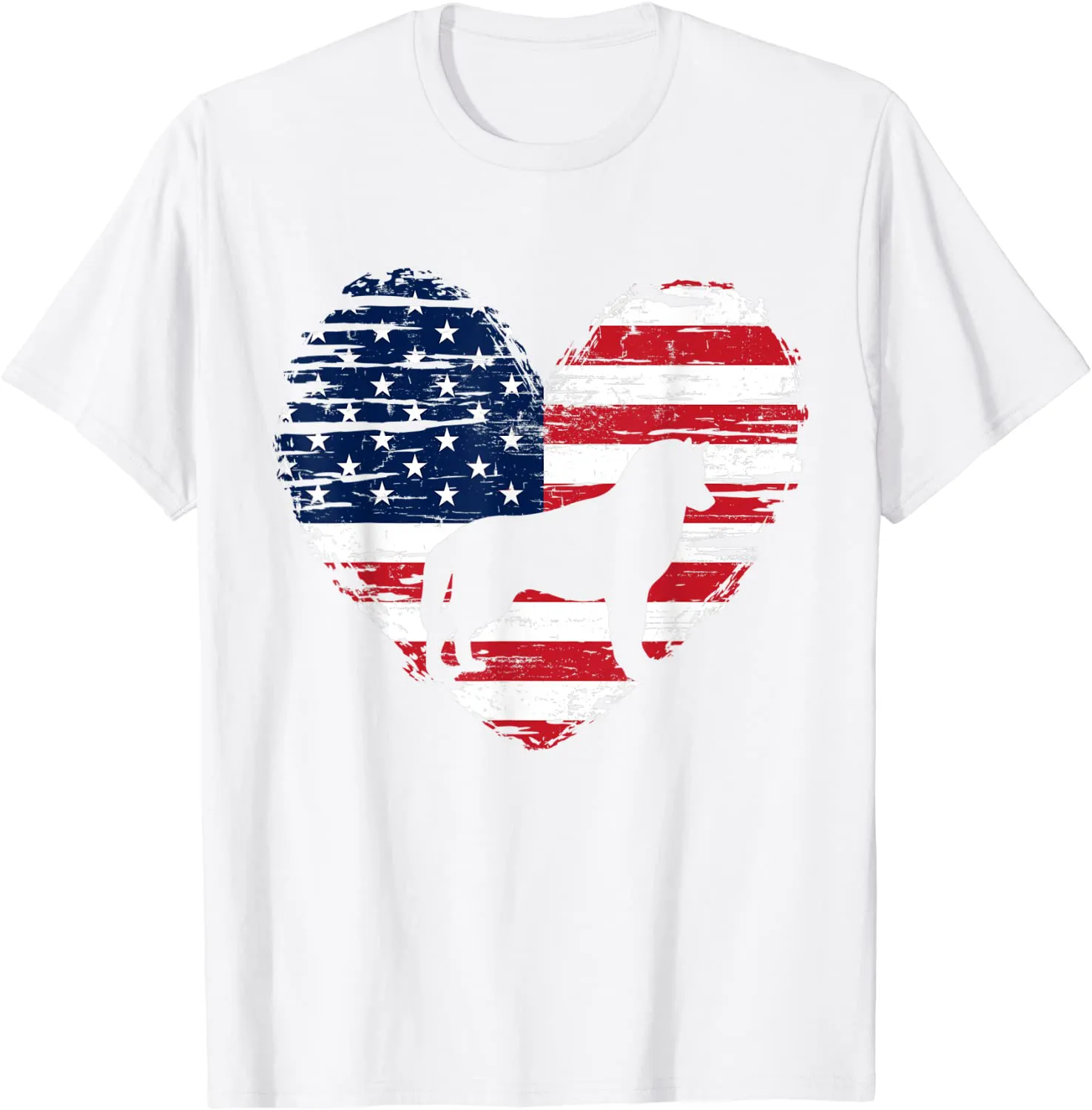 Siberian Husky Dog American Flag Heart 4th of July USA Men T-Shirt