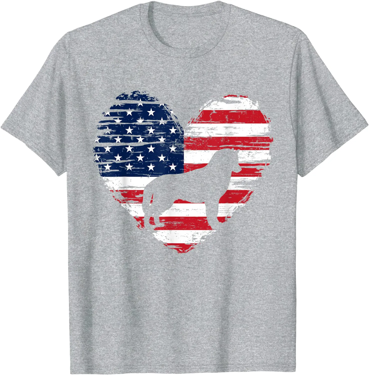 Siberian Husky Dog American Flag Heart 4th of July USA Men T-Shirt