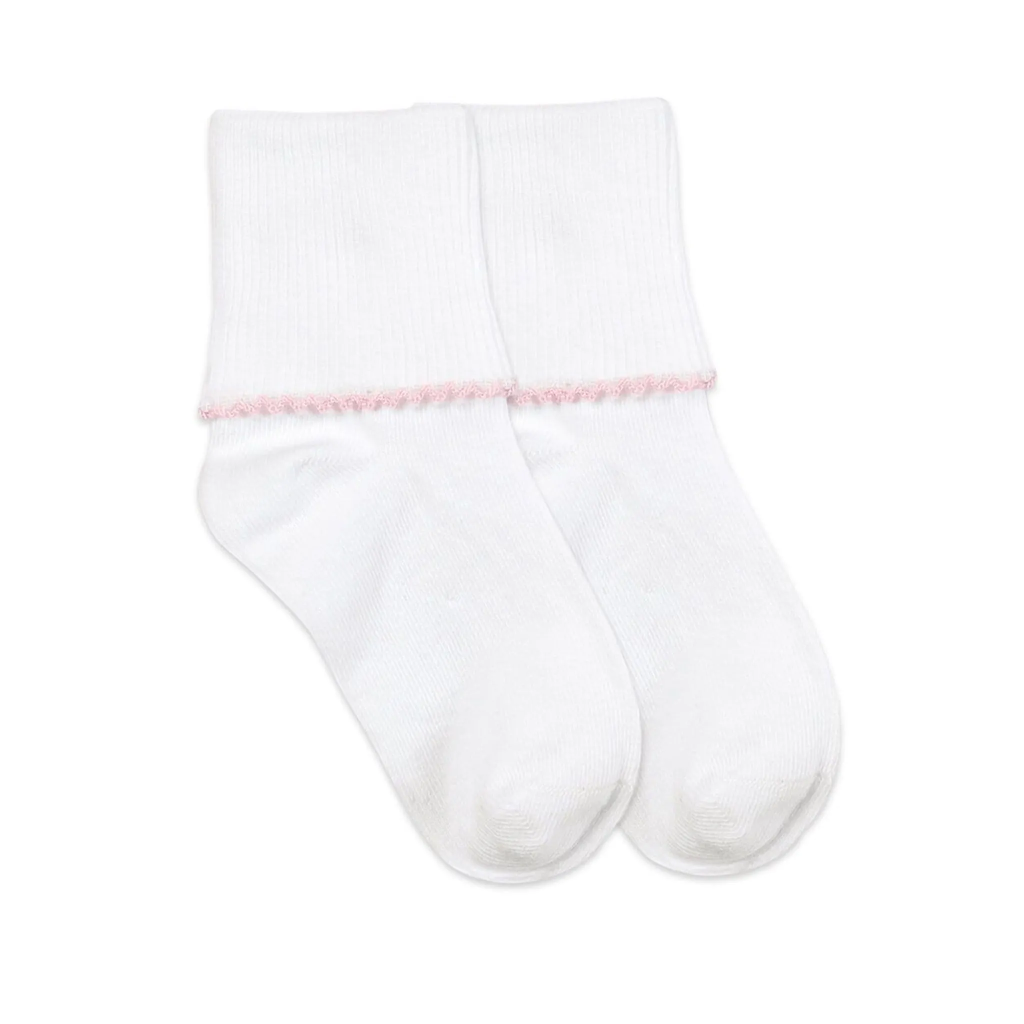 Smooth Toe Picot Edge Turn Cuff Socks