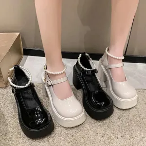 Sohiwoo Fashionable White Chunky Platform High Heels Women's 2024 New Autumn/Winter Mary Jane Comfortable Sneakers