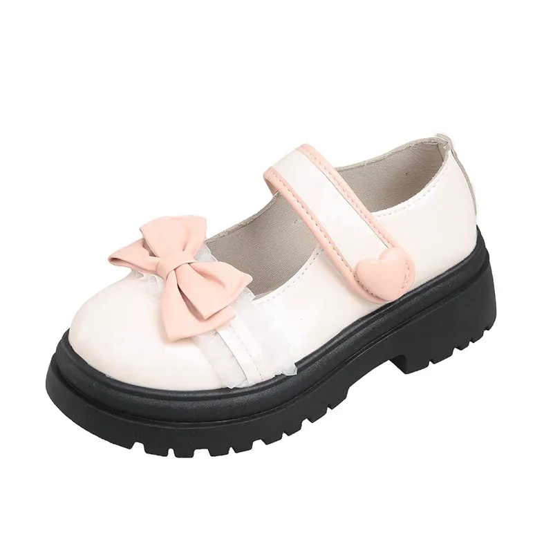 Sohiwoo Kawaii Bowtie White Lolita Shoes Women Autumn Japan Style Platform Mary Jane Shoes Woman Patent Leather Thick Heels Pumps