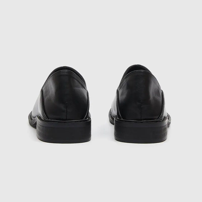 Square Toe Flats Loafers Black