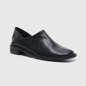 Square Toe Flats Loafers Black