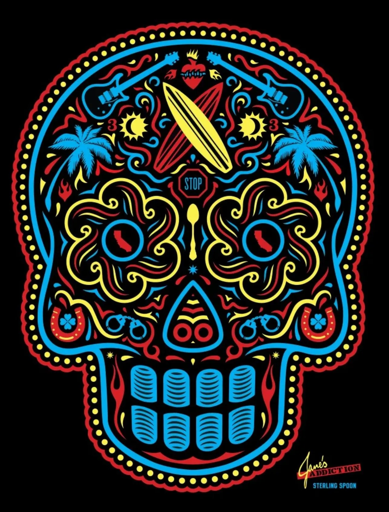 Sterling Spoon Janes Addiction Calavera AP Silkscreen Print by Ernesto Yerena Montejano- Hecho Con Ganas