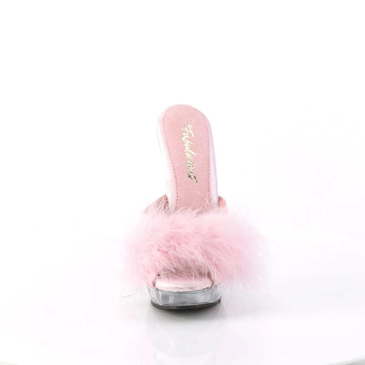 SULTRY-601F Baby Pink Pu-Marabou Fur/Clear