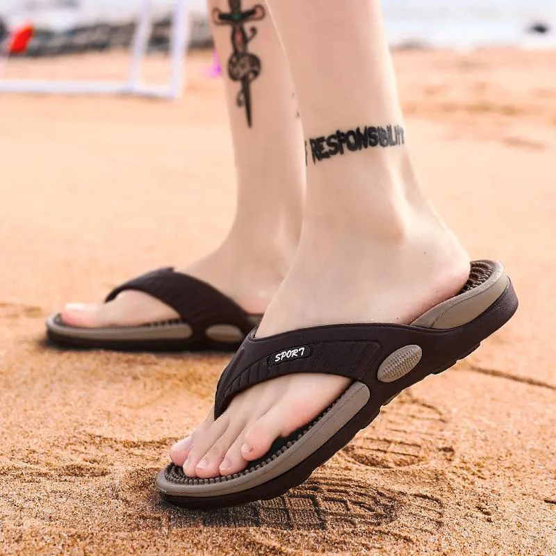 Summer casual breathable massage flip flops for men