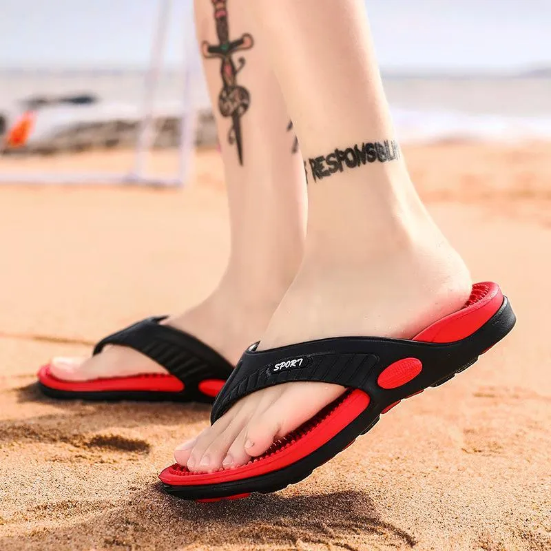 Summer casual breathable massage flip flops for men