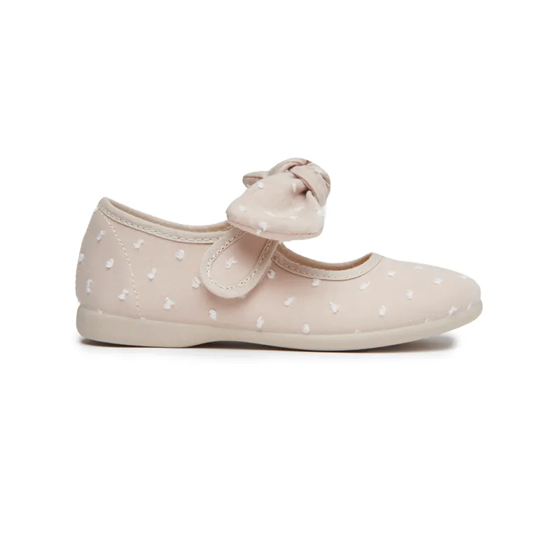 Swiss-dot Bow Mary Janes in Camel by childrenchic