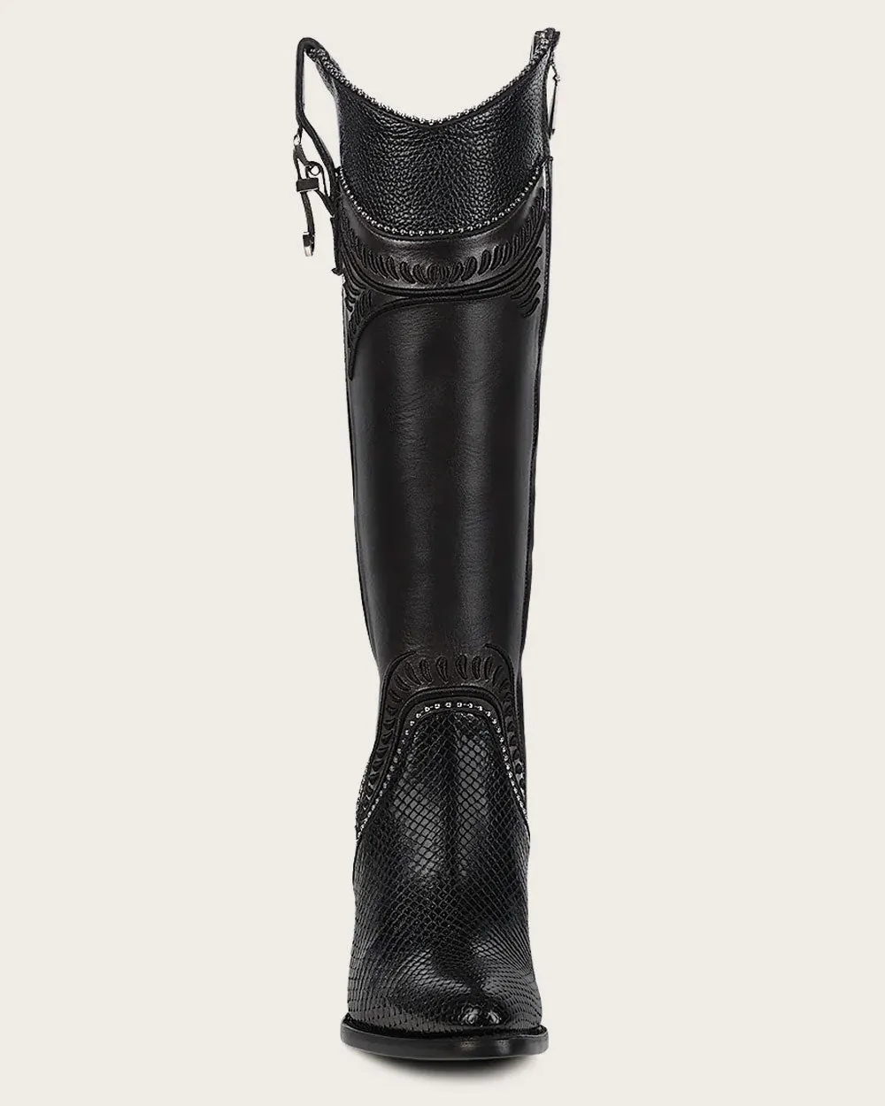 Tall black python boot