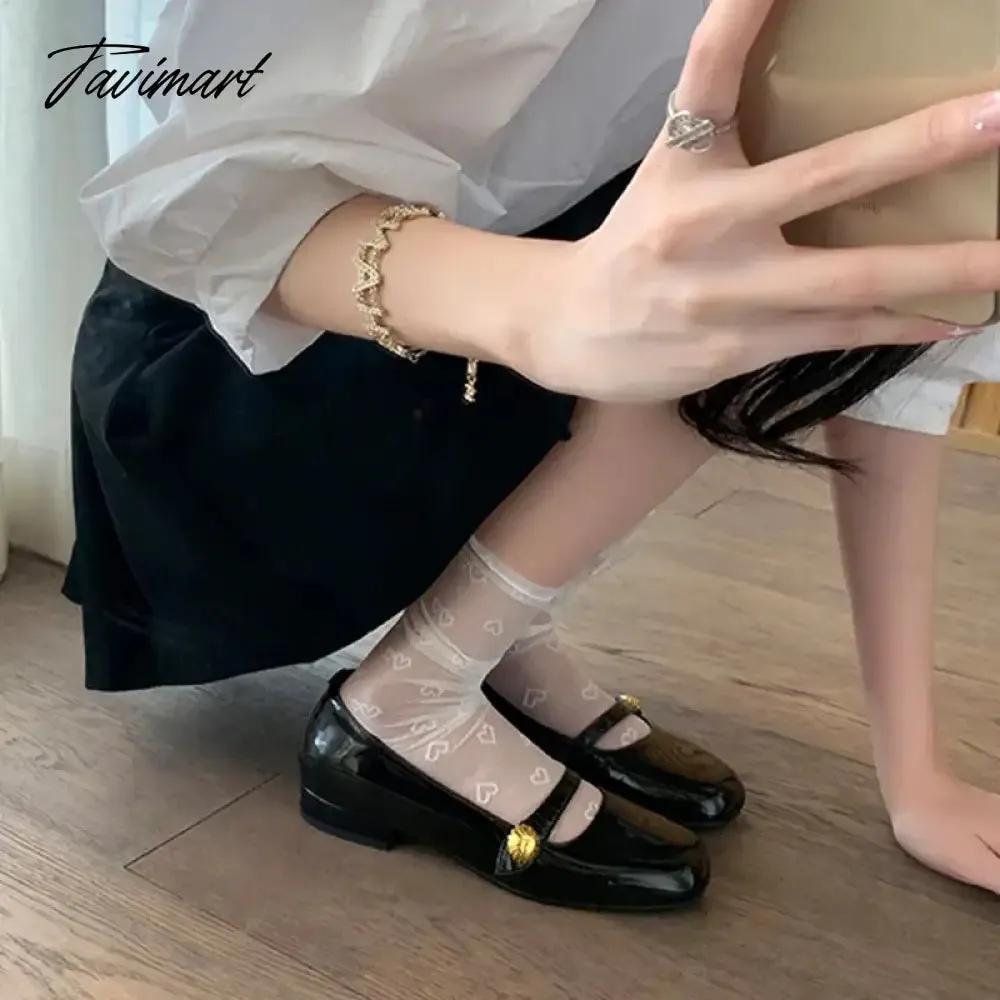 Tavimart Elegant Woman Shoes with Low Heels Mary Janes Vintage Black PU Leather Ladies Shoes Spring Autumn Lolita Pumps Shoes New In