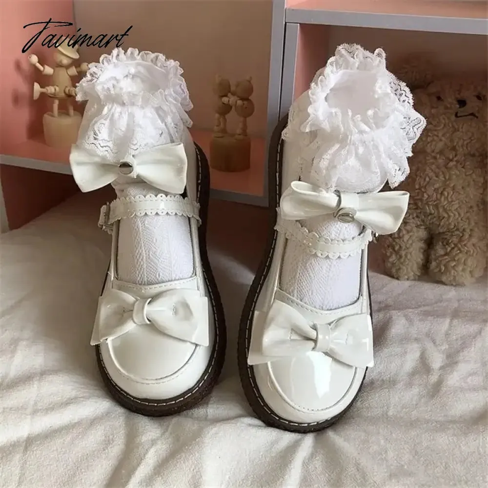 TAVIMART  -  Kawaii Japanese Pu Leather Shoes Girl Round Head Female Anime Cosplay Harajuku Cute Student Soft Girl Uniform Jk Lolita Shoes