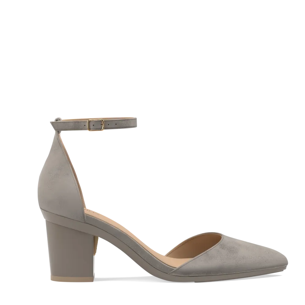 The D'Orsay - Storm Suede   Block Heel Kit 3 Storm - FINAL SALE