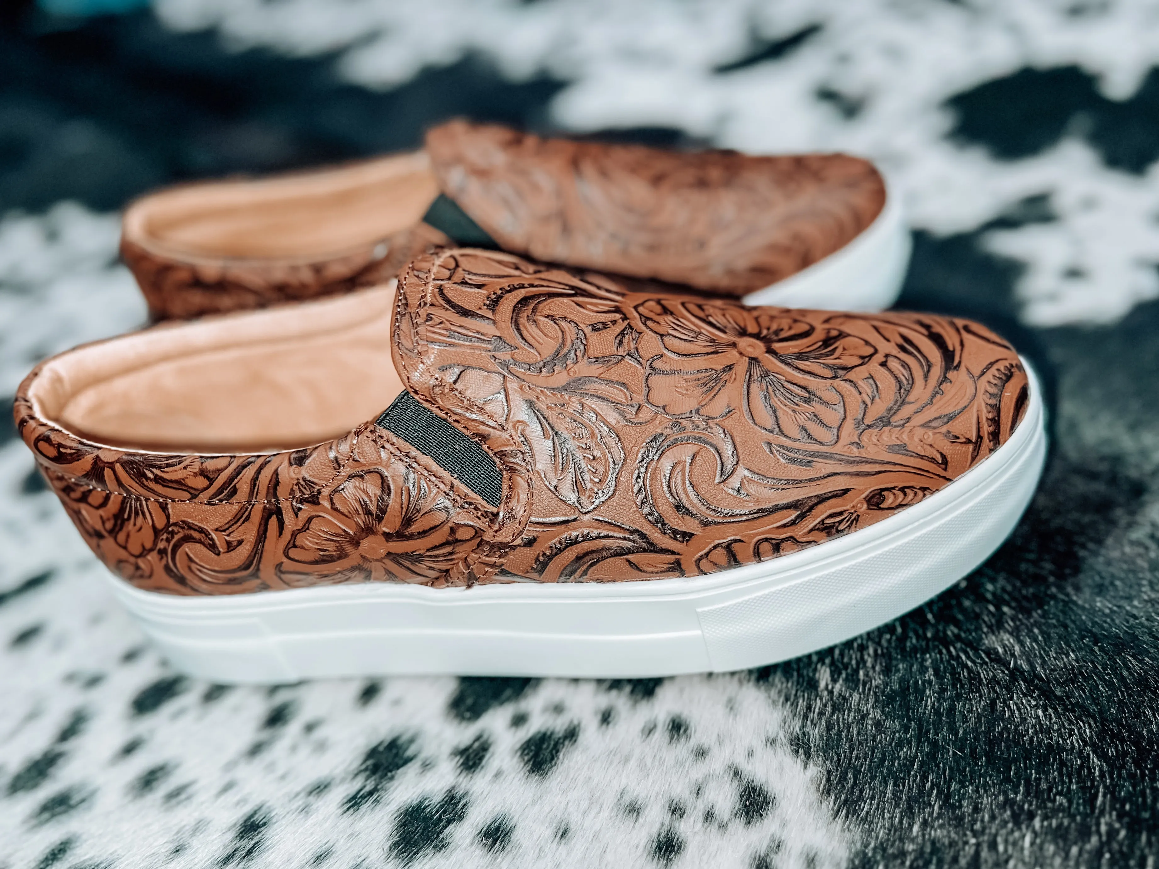 The Holly Tooled Leather Van Shoe