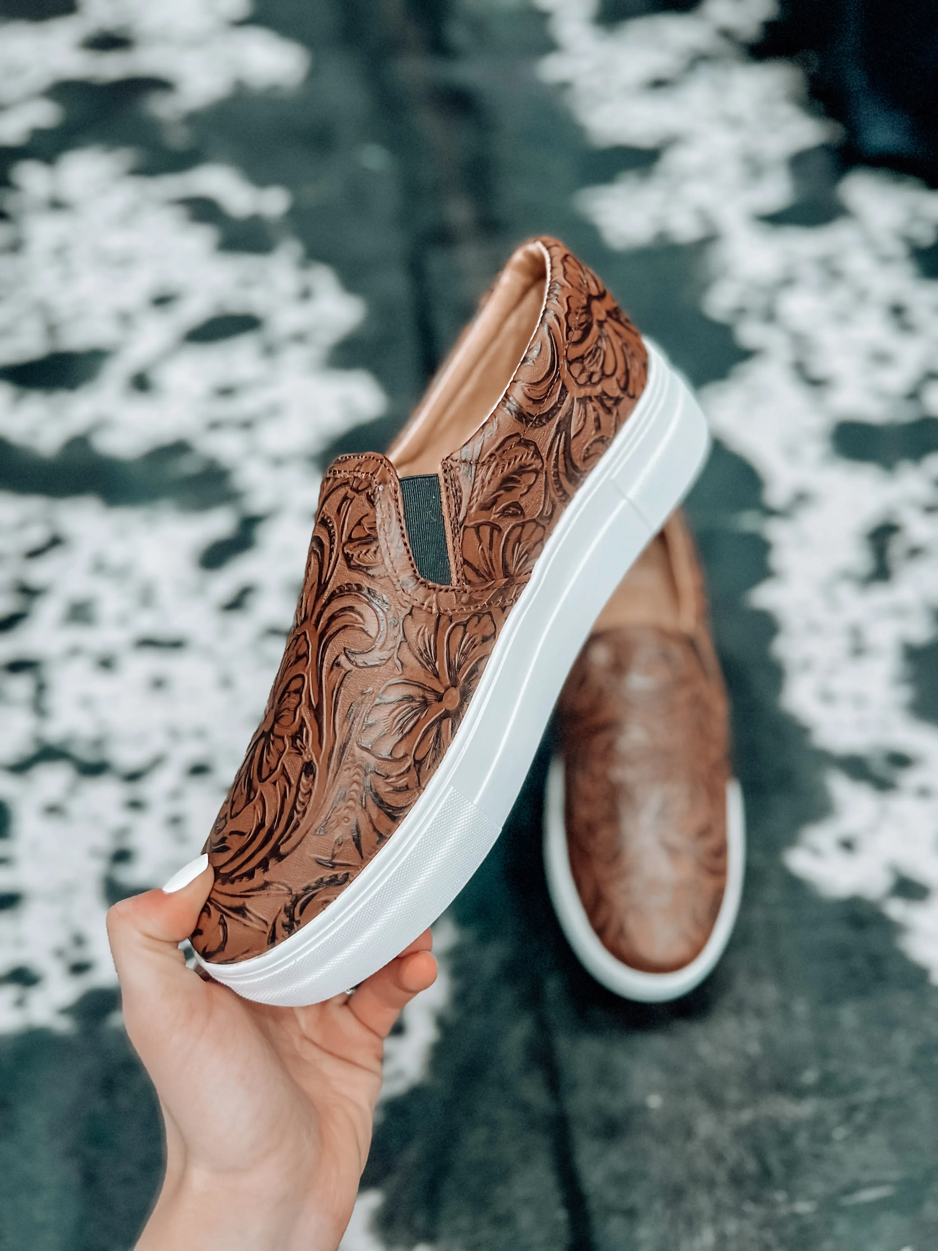 The Holly Tooled Leather Van Shoe