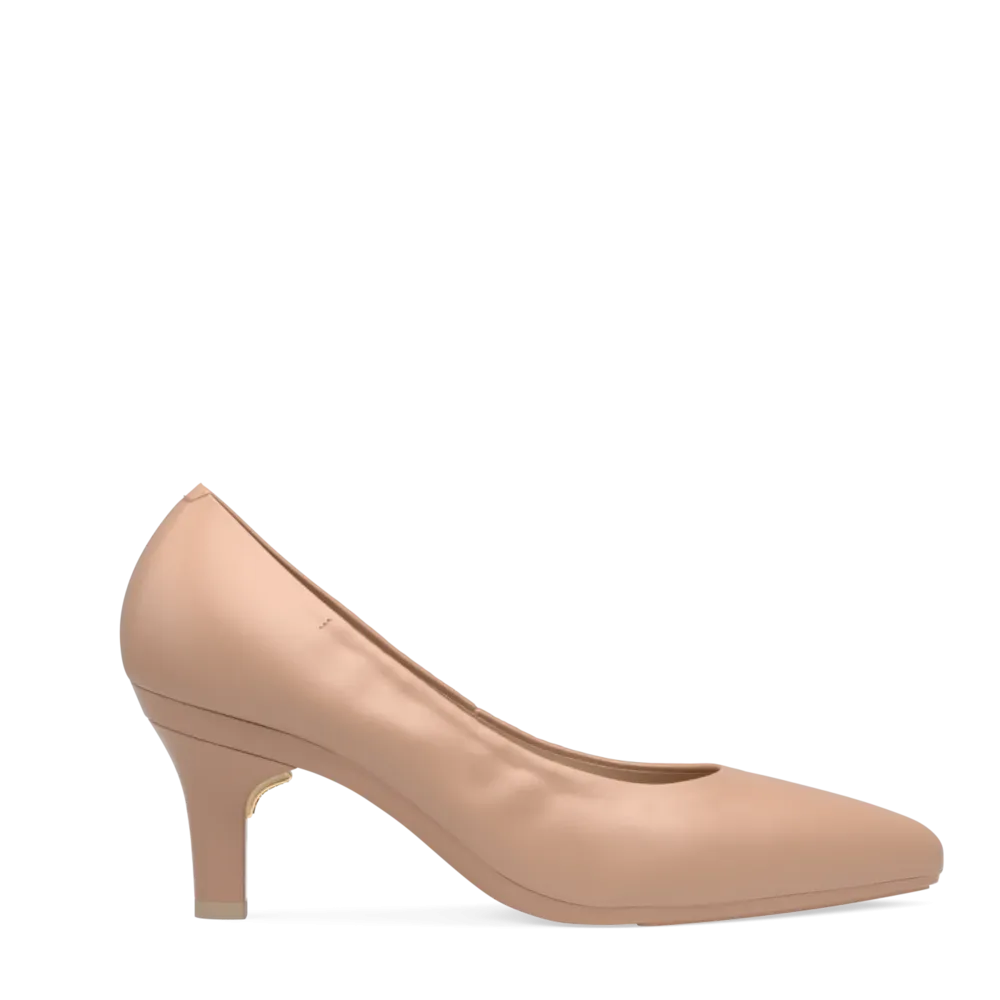 The Pump Wide Width - Latte Stretch Leather 3 Stiletto