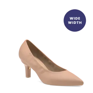 The Pump Wide Width - Latte Stretch Leather 3 Stiletto