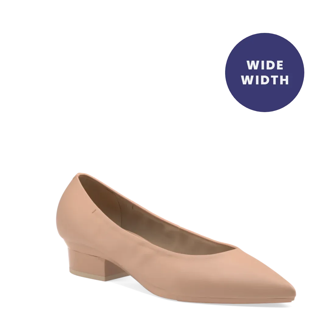 The Pump Wide Width - Latte Stretch Leather 3 Stiletto