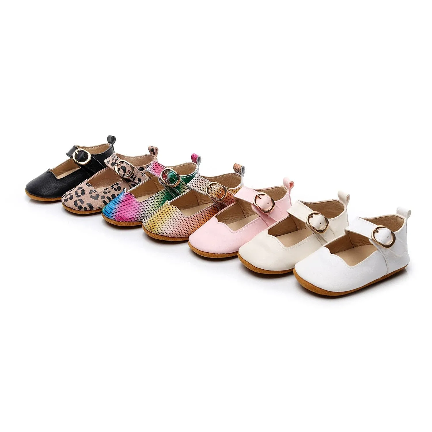 Urban Mary Janes - Genuine Leather Baby Girls Shoes - Mary Jane First Walkers , Color - Rainbow Multi Snake