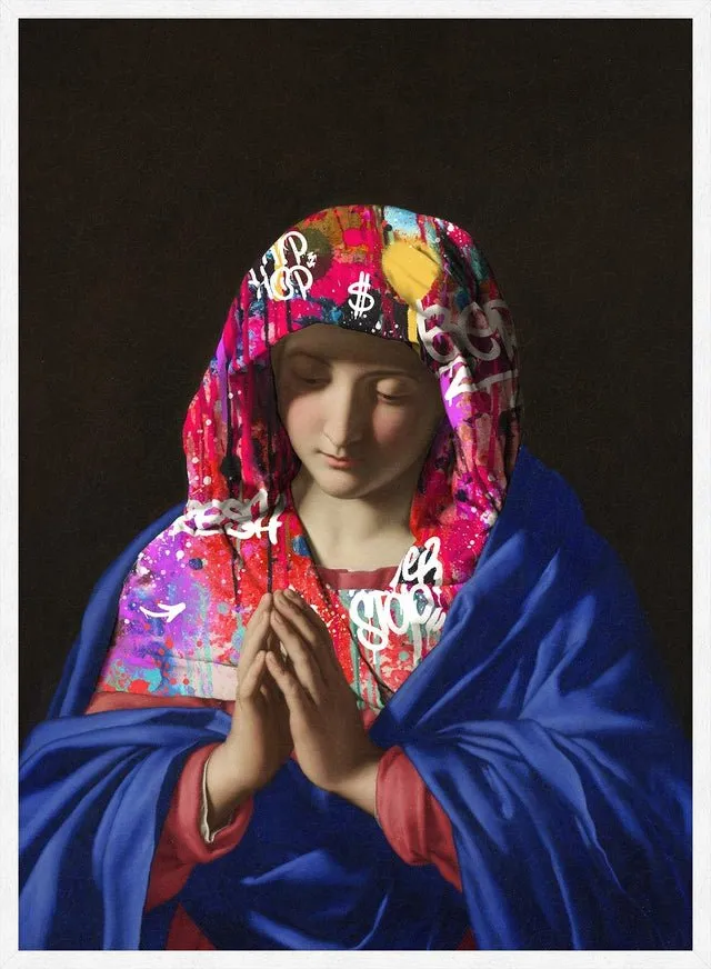 Virgin Mary Graffiti Hood Print