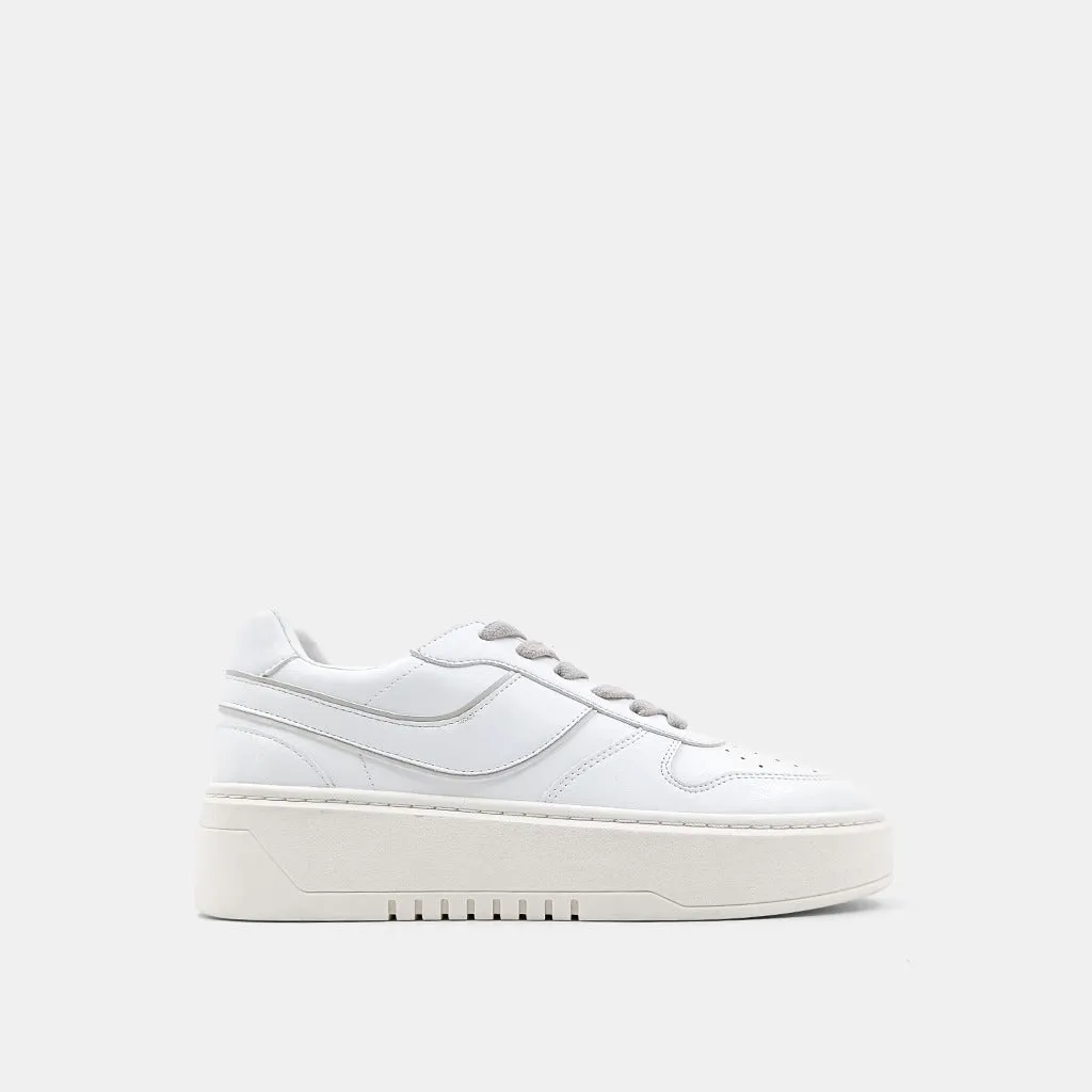 White Synthetic Leather Satine Sneakers