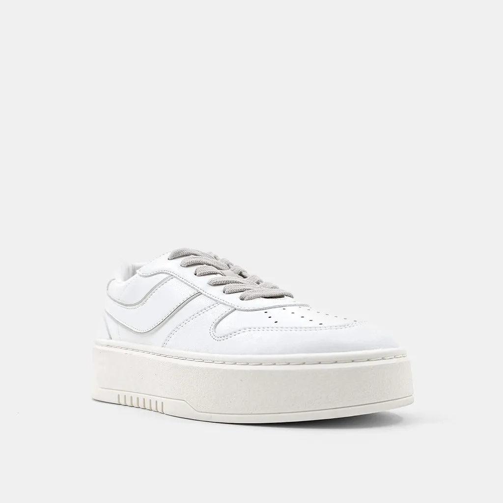 White Synthetic Leather Satine Sneakers