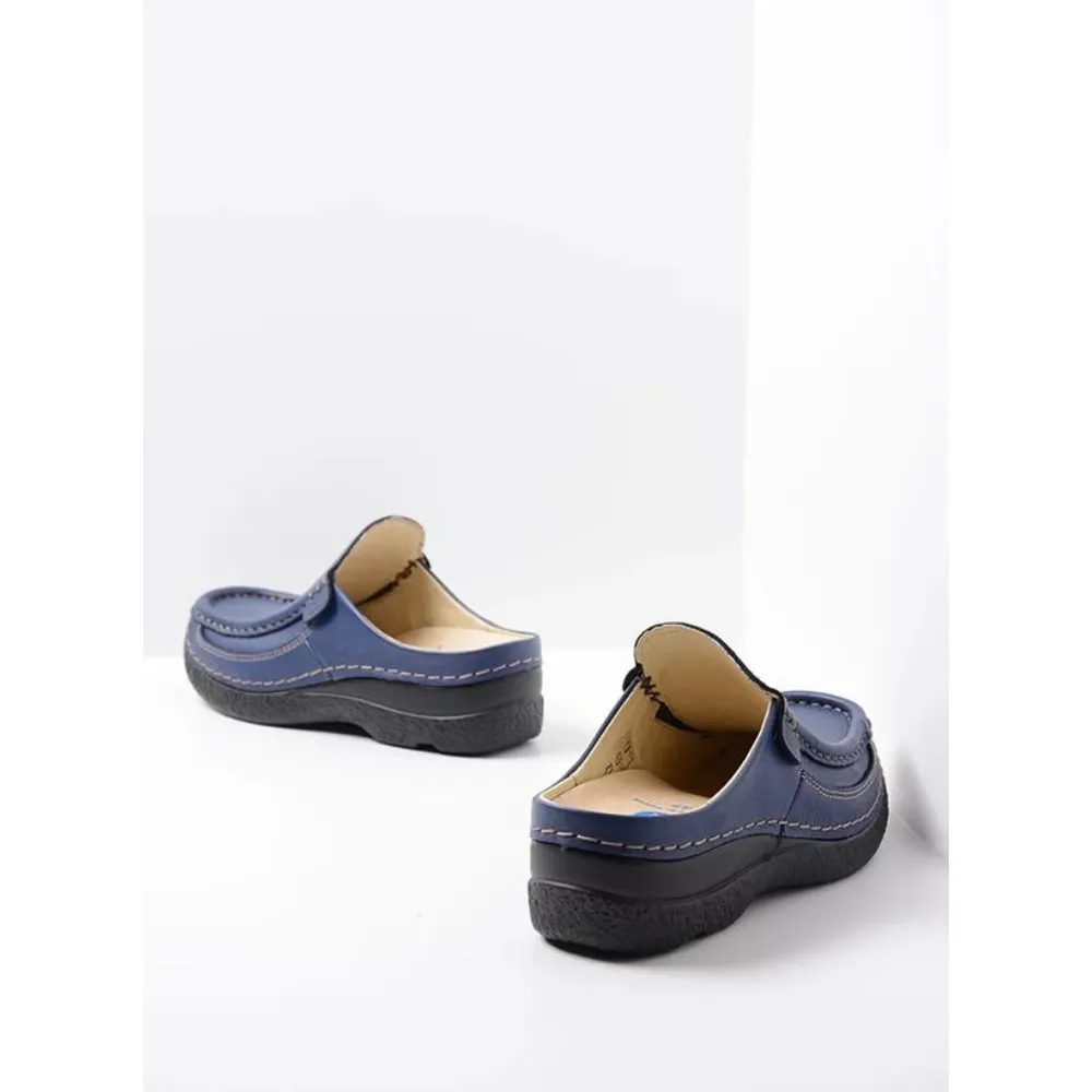 Wolky Roll Slide Sky Blue Print Clogs (Women's)