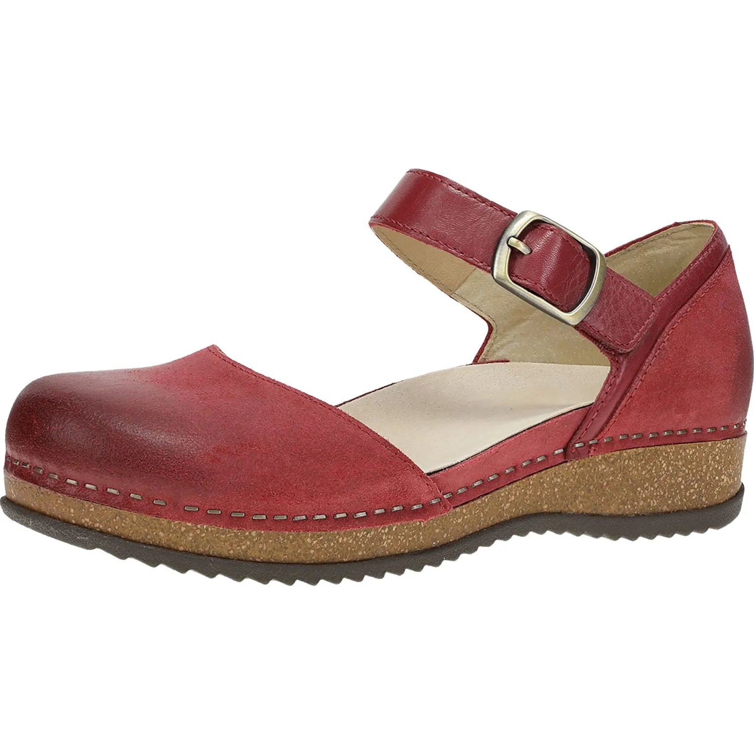 Women's Dansko Mae Red Burnished Suede