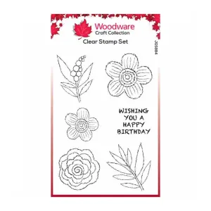 Woodware Clear Stamps 4"x 6" - Blooms For Birds - Flower Heads