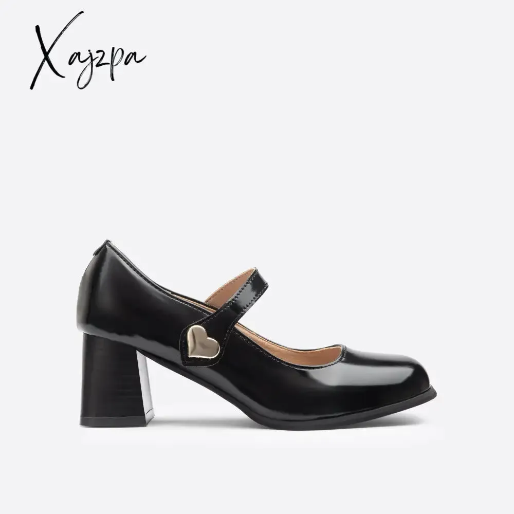 Xajzpa - Women Buckle Decor Chunky Heeled Mary Janes