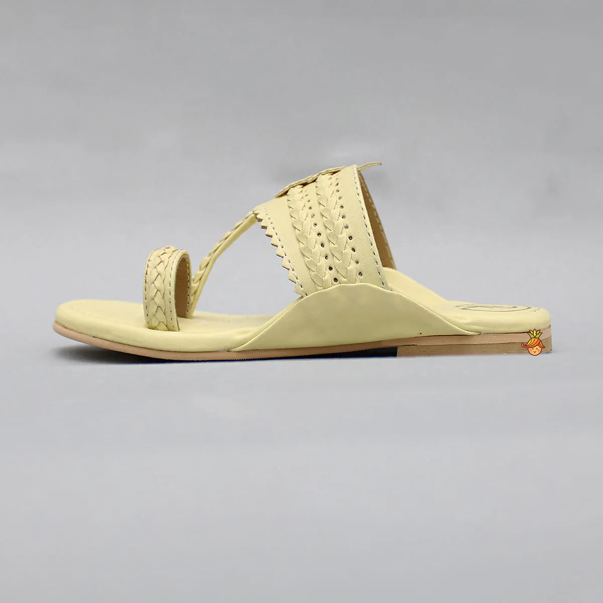 Yellow Braided Kolhapuri Flats