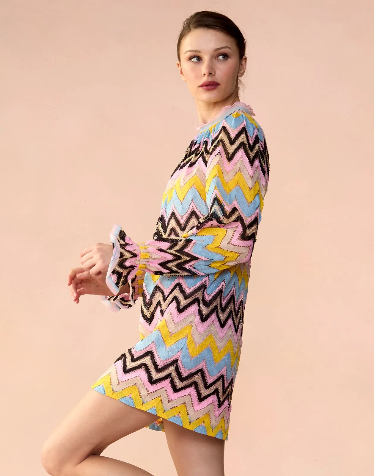 Zigzag Knit Shift Dress