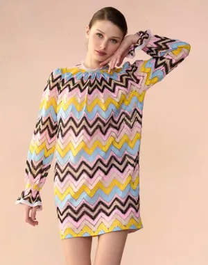 Zigzag Knit Shift Dress